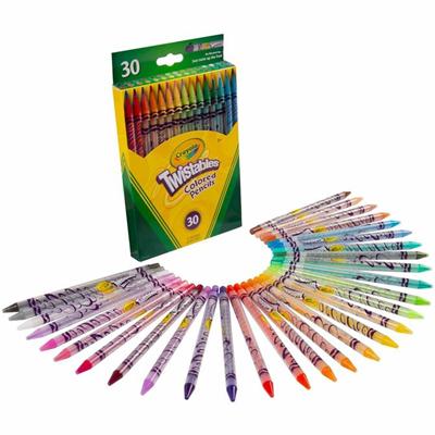Crayola Twistables Colored Pencils - Assorted Lead - Clear Plastic Barrel - 30 / Set