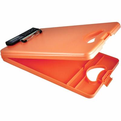 Saunders Deskmate II Storage Clipboard - 0.50" Clip Capacity - Storage for Stationary - Bottom Opening - 10" x 16" Sheet Size - Polypropylene - Tangerine - 1 Each