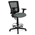 Lorell Mesh Back Drafting Stool - Expo Fog Seat Color - Black Frame Color - 1 Each