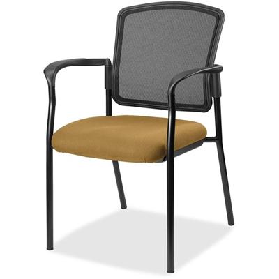 Lorell Mesh Back Stackable Guest Chair - Canyon Nugget Seat Color - Vinyl Seat Material - Black Back Color - Mesh Back Material - Black Frame Color - Powder Coated Steel Frame Material - Four-legged Base - Armrest - 1 Each