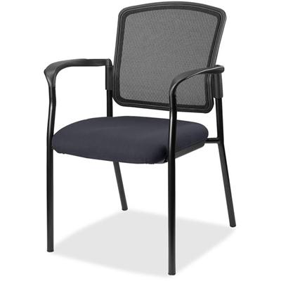 Lorell Mesh Back Stackable Guest Chair - Fuse Azurean Seat Color - Black Frame Color - 1 Each