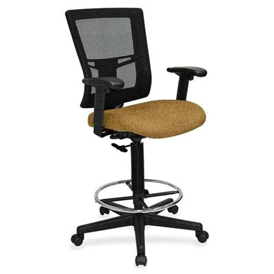 Lorell Mesh Back Drafting Stool - Canyon Nugget Seat Color - Vinyl Seat Material - Black Back Color - Mesh Back Material - Black Frame Color - Mid Back - 5-star Base - Armrest - 1 Each