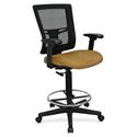 Lorell Mesh Back Drafting Stool - Canyon Nugget Seat Color - Vinyl Seat Material - Black Back Color - Mesh Back Material - Black Frame Color - Mid Back - 5-star Base - Armrest - 1 Each