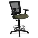 Lorell Mesh Back Drafting Stool - Canyon Fern Seat Color - Vinyl Seat Material - Black Back Color - Mesh Back Material - Black Frame Color - Mid Back - 5-star Base - Armrest - 1 Each