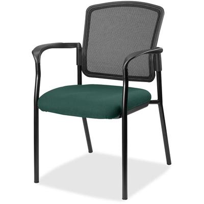 Lorell Mesh Back Stackable Guest Chair - Forte Chive Seat Color - Black Frame Color - 1 Each