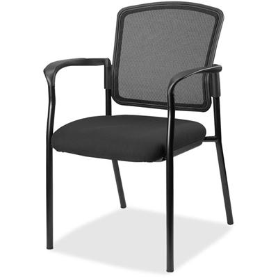 Lorell Mesh Back Stackable Guest Chair - Expo Tuexdo Seat Color - Black Frame Color - 1 Each