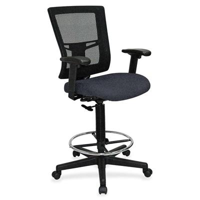 Lorell Mesh Back Drafting Stool - Fuse Azurean Seat Color - Black Frame Color - 1 Each