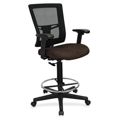 Lorell Mesh Back Drafting Stool - Forte Fudge Seat Color - Black Frame Color - 1 Each