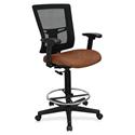 Lorell Mesh Back Drafting Stool - Canyon Nutmeg Seat Color - Vinyl Seat Material - Black Back Color - Mesh Back Material - Black Frame Color - Mid Back - 5-star Base - Armrest - 1 Each