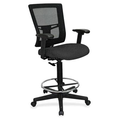 Lorell Mesh Back Drafting Stool - Expo Tuexdo Seat Color - Black Frame Color - 1 Each
