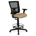Lorell Mesh Back Drafting Stool - Perfection Beige Seat Color - Black Frame Color - 1 Each