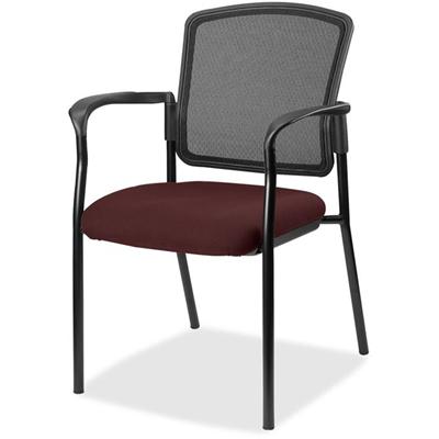 Lorell Mesh Back Stackable Guest Chair - Perfection Burgundy Seat Color - Black Frame Color - 1 Each