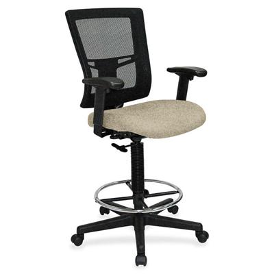 Lorell Mesh Back Drafting Stool - Shire Travertine Seat Color - Black Frame Color - 1 Each