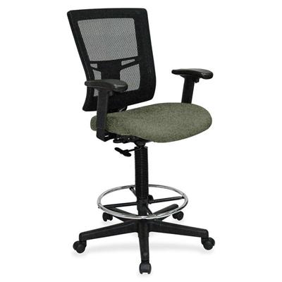 Lorell Mesh Back Drafting Stool - Shire Sage Seat Color - Black Frame Color - 1 Each