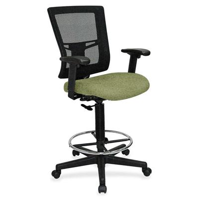 Lorell Mesh Back Drafting Stool - Fuse Cress Seat Color - Black Frame Color - 1 Each