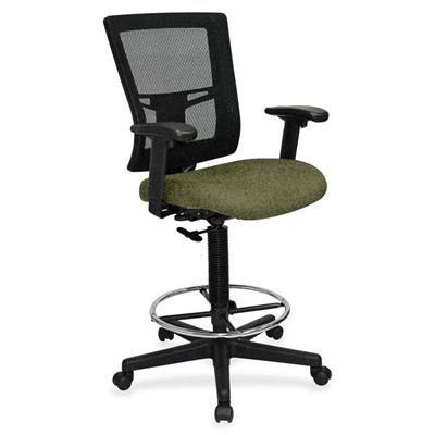Lorell Mesh Back Drafting Stool - Expo Leaf Seat Color - Black Frame Color - 1 Each