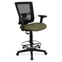Lorell Mesh Back Drafting Stool - Expo Leaf Seat Color - Black Frame Color - 1 Each