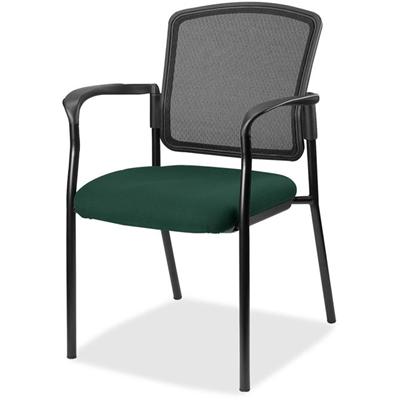 Lorell Mesh Back Stackable Guest Chair - Insight Forest Seat Color - Black Frame Color - 1 Each