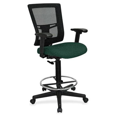 Lorell Mesh Back Drafting Stool - Insight Forest Seat Color - Black Frame Color - 1 Each