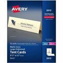 Avery&reg; Tent Cards, 3.5" x 11" , Embossed Border, 50 Cards (5915) - 79 Brightness - 3 1/2" x 11" - 65 lb Basis Weight - 176 g/m² Grammage - Embossed, Foldable, Perforated, Heavyweight, Printable, Smooth Edge, Pre-scored, Double-sided, Uncoate