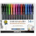 Zebra SARASA dry X20 Retractable Gel Pen - 0.7 mm Medium Pen Point - Retractable - Blue Ink - Gel-based - Plastic Barrel - 14 / Pack