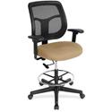 Eurotech Apollo DFT9800 Drafting Stool - Beige Seat Color - Fabric Seat Material - Black Back Color - Black, Chrome Frame Color - 5-star Base - Perfection Beige - 1 Each