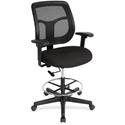 Eurotech Apollo DFT9800 Drafting Stool - Black Seat Color - Fabric Seat Material - 5-star Base - Perfection Black - 1 Each