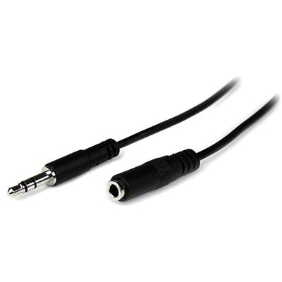 StarTech.com 2m Slim 3.5mm Stereo Extension Audio Cable - M/F - 6.56 ft Mini-phone Audio Cable for iPhone, Headphone, Audio Device - First End: 1 x Mini-phone Stereo Audio - Male - Second End: 1 x Mini-phone Stereo Audio - Female - Extension Cable - 