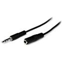 StarTech.com 2m Slim 3.5mm Stereo Extension Audio Cable - M/F - 6.56 ft Mini-phone Audio Cable for iPhone, Headphone, Audio Device - First End: 1 x Mini-phone Stereo Audio - Male - Second End: 1 x Mini-phone Stereo Audio - Female - Extension Cable - 
