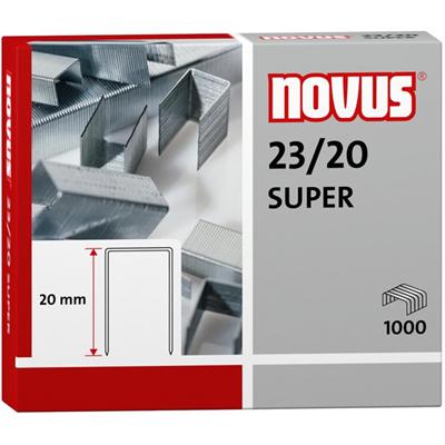 Novus 23/20 Super Heavy Duty Staples - 25/32" Leg - Silver - Steel - 1000 / Carton
