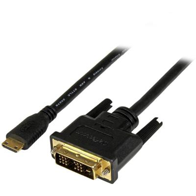 StarTech.com 2m Mini HDMI to DVI-D Cable - M/M - 6.56 ft DVI/HDMI Video Cable Adapter for Audio/Video Device, Projector, Notebook, Tablet PC, Camera, Tablet - First End: 1 x 19-pin Mini HDMI Type C Digital Audio/Video - Male - Second End: 1 x 19-pin 