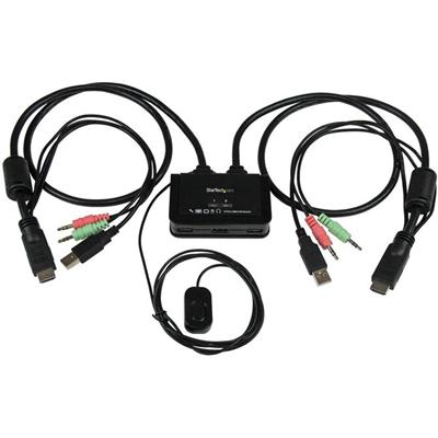 StarTech.com 2 Port USB HDMI Cable KVM Switch with Audio and Remote Switch - USB Powered - 2 Computer(s) - 1 Local User(s) - 1920 x 1200 - 3 x USB - 2 x HDMI