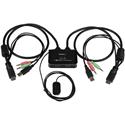 StarTech.com 2 Port USB HDMI Cable KVM Switch with Audio and Remote Switch - USB Powered - 2 Computer(s) - 1 Local User(s) - 1920 x 1200 - 3 x USB - 2 x HDMI