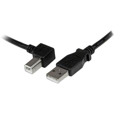 StarTech.com 1m USB 2.0 A to Left Angle B Cable - M/M - 3.28 ft USB Data Transfer Cable for Printer, Scanner, Hard Drive - First End: 1 x 4-pin USB 2.0 Type A - Male - Second End: 1 x 4-pin USB 2.0 Type B - Male - Shielding - Nickel Plated Connector 