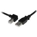 StarTech.com 2m USB 2.0 A to Left Angle B Cable - M/M - 6.56 ft USB/USB-B Data Transfer Cable for Scanner, Printer, Hard Drive - First End: 1 x 4-pin USB 2.0 Type A - Male - Second End: 1 x 4-pin USB 2.0 Type B - Male - 480 Mbit/s - Shielding - Nicke