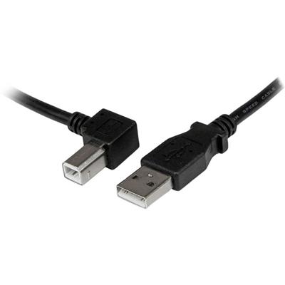StarTech.com 3m USB 2.0 A to Left Angle B Cable - M/M - 9.84 ft USB/USB-B Data Transfer Cable for Hard Drive, Scanner, Printer - First End: 1 x 4-pin USB 2.0 Type A - Male - Second End: 1 x 4-pin USB 2.0 Type B - Male - 480 Mbit/s - Shielding - Nicke