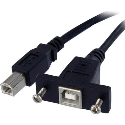 StarTech.com 3 ft Panel Mount USB Cable B to B - F/M - 3 ft USB-B Data Transfer Cable for Storage Enclosure, Hard Drive - First End: 1 x 4-pin USB Type B - Male - Second End: 1 x 4-pin USB Type B - Female - Shielding - Nickel Plated Connector - 24/28