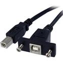 StarTech.com 3 ft Panel Mount USB Cable B to B - F/M - 3 ft USB-B Data Transfer Cable for Storage Enclosure, Hard Drive - First End: 1 x 4-pin USB Type B - Male - Second End: 1 x 4-pin USB Type B - Female - Shielding - Nickel Plated Connector - 24/28