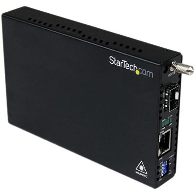 StarTech.com Gigabit Ethernet Fiber Media Converter with Open SFP Slot - 1 x Network (RJ-45) - Gigabit Ethernet - 10/100/1000Base-T - 1 x Expansion Slots - SFP (mini-GBIC) - 1 x SFP Slots - AC Adapter - Desktop - TAA Compliant