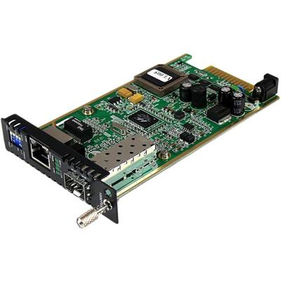 StarTech.com Gigabit Ethernet Fiber Media Converter Card Module with Open SFP Slot - 1 x Network (RJ-45) - Gigabit Ethernet - 10/100/1000Base-T, 1000Base-SX, 1000Base-LX - 1 x Expansion Slots - SFP (mini-GBIC) - 1 x SFP Slots - Internal - TAA Complia
