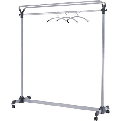 Alba Upper Shelf Double-sided Garment Rack - 50 x Coat - 66.93" Height x 19.69" Width x 59.06" Length - Floor - Caster, Sturdy - Silver - Steel, Plastic - 1 Each