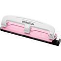 Bostitch EZ Squeeze&trade; InCourage 12 Three-Hole Punch - 3 Punch Head(s) - 12 Sheet - 9/32" Punch Size - Round Shape - 3" Width x 1.6" Height - Pink, White