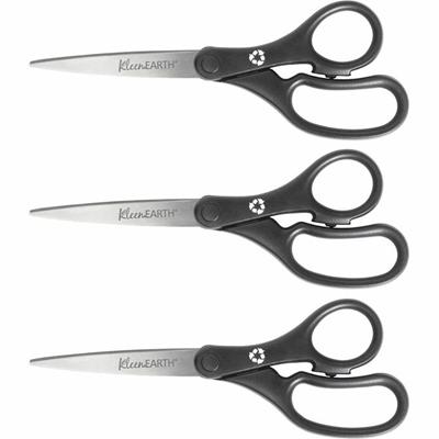 Westcott KleenEarth 8" Basic Recycled Straight Scissors - 8" Overall Length - Straight - Stainless Steel - Black - 1 Pack