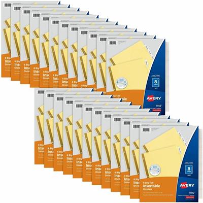 Avery&reg; Big Tab Insertable Dividers - 192 x Divider(s) - 8 Tab(s) - 8 - 8 Tab(s)/Set - 8.5" Divider Width x 11" Divider Length - 3 Hole Punched - Buff Paper Divider - Clear Plastic, Paper Tab(s) - 30% - Hole-punched, Insertable, Sturdy, Durable, R