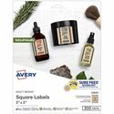 Avery&reg; Promotional Label - Waterproof - 2" Width x 2" Length - Permanent Adhesive - Square - Inkjet, Laser - Matte Kraft Brown - Matte - Paper - Bleed Resistant, Curl Resistant, Customizable, Easy Peel, Peeling Resistant, Permanent Adhesive, Pop 