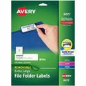 Avery&reg; Extra-large TrueBlock Filing Labels - 15/16" Width x 3 7/16" Length - Removable Adhesive - Rectangle - Inkjet, Laser - Matte - White - Paper - Jam Resistant, PVC-free, Removable, Reusable, Stick & Stay - 18 / Sheet - 25 Total Sheets - 450 