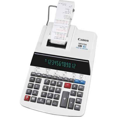 Canon MP27DII Print Calculator - Dual Color Print - Dot Matrix - 4.8 lps - Heavy Duty, Extra Large Display, Auto Power Off, Clock, Calendar, Sign Change, Item Count - 12 Digits - Fluorescent - AC Supply Powered - 3" Height x 8.9" Width x 13" Depth - 