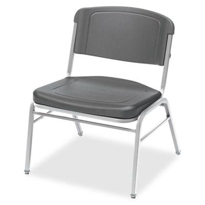 Iceberg Big and Tall Stack Chairs, 4-Pack - Charcoal Gray Seat Color - Polyethylene Seat Material - Powder Coated Steel Frame Material - 4 / Pack