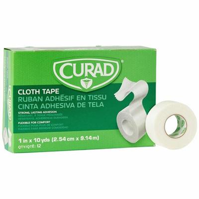 Curad Cloth Silk Adhesive Tape - 10 yd Length x 1" Width - White - Cloth - For Secure Dressing - 1 Box