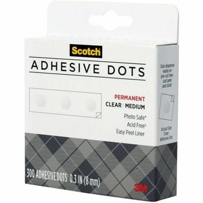Scotch Adhesive Dots - 0.30" Length x 0.30" Width - Clear - Dispenser Included - For Paper, Wood, Metal, Card, Scrapbooking, Foam - 1 Box